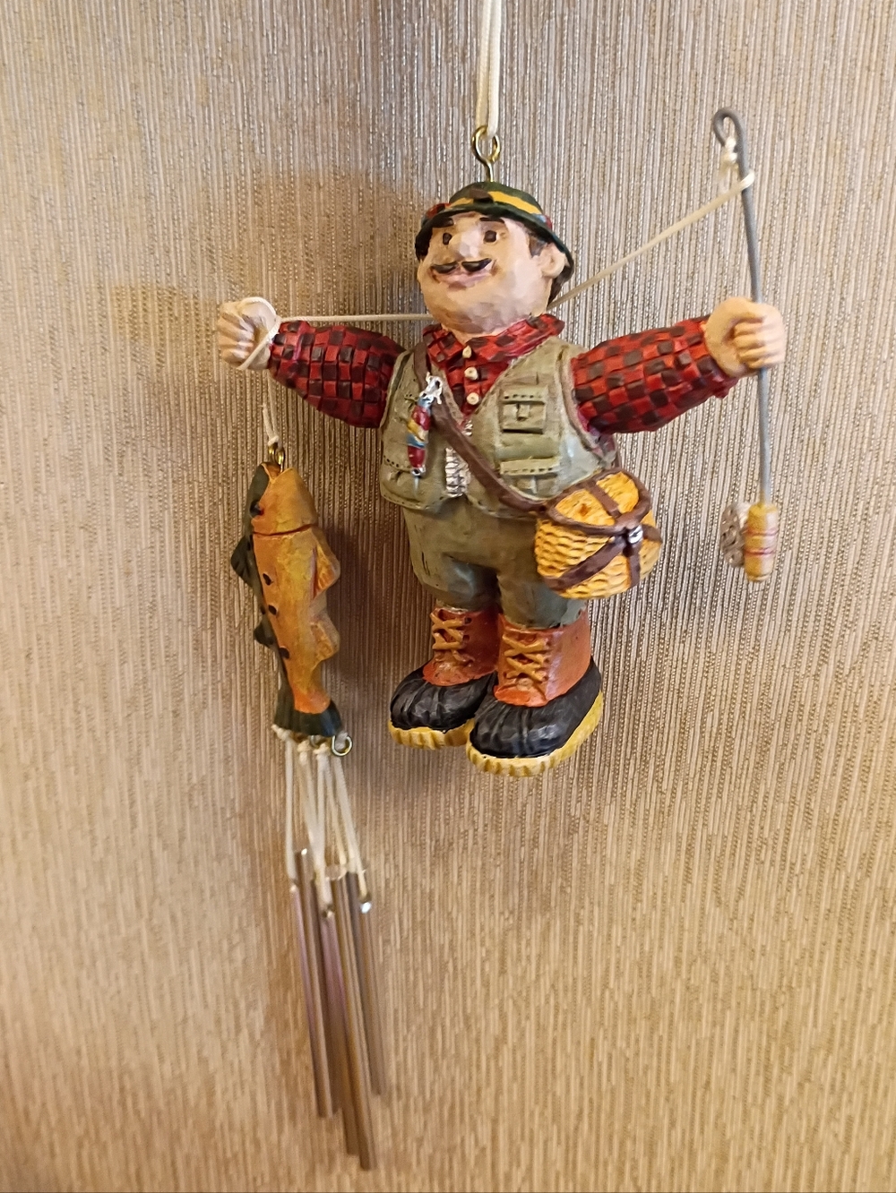 Figi 1998 Vintage Fisherman Fishing Wind Chimes